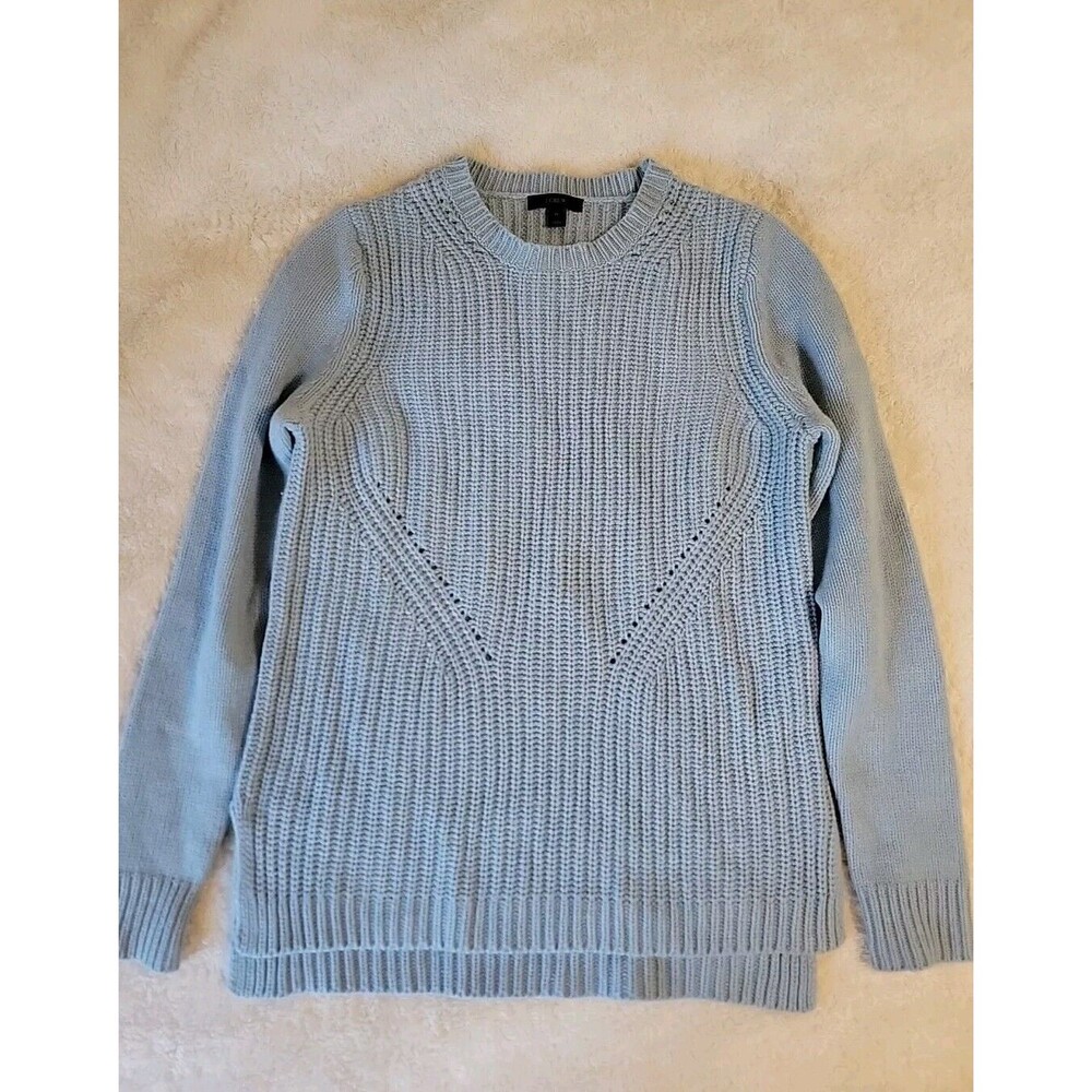 J. Crew 100% Wool Ribbed Chunky Tunic Sweater‎ Baby Blue Women’s Medium